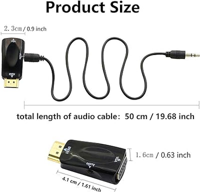 Convertisseur HDMI Mâle vers VGA Femelle avec Sortie Audio Jack 3,5mm