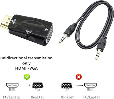 Convertisseur HDMI Mâle vers VGA Femelle avec Sortie Audio Jack 3,5mm
