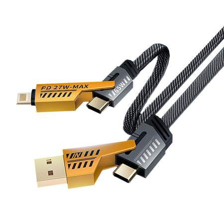 4-en-1 Câble USB Type-C/Type-A vers Lightning et USB-C - Charge Rapide 65W et 27W 1 cable