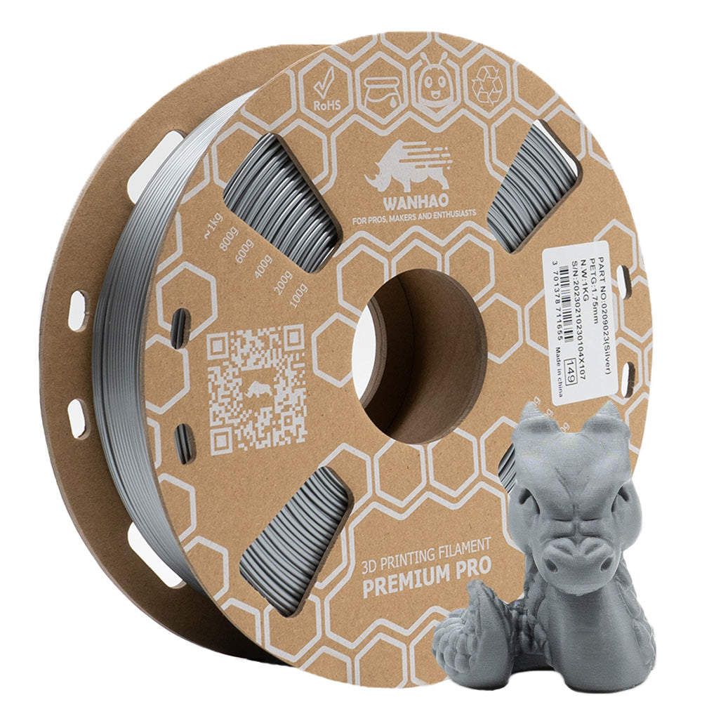 PETG GRIS ARGENT Premium Wanhao - 1.75mm, 1 Kg