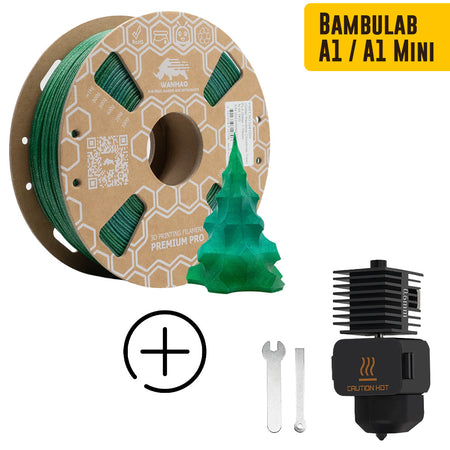 PLA HYPER YUMI Arc-en-Ciel VERT SAPIN DE NOEL Pailleté 1Kg Bobine + Hotend 0.6mm pour Bambu Lab A1 et A1 mini 1kg Arc-en-Ciel