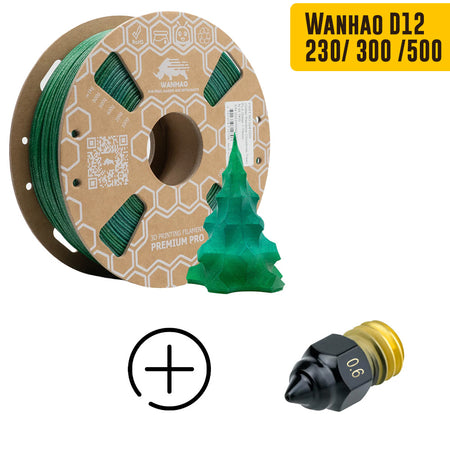 PLA HYPER YUMI Arc-en-Ciel VERT SAPIN DE NOEL Pailleté 1Kg Bobine + Buse 0.6mm CHT pour Wanhao D12 1kg Arc-en-Ciel