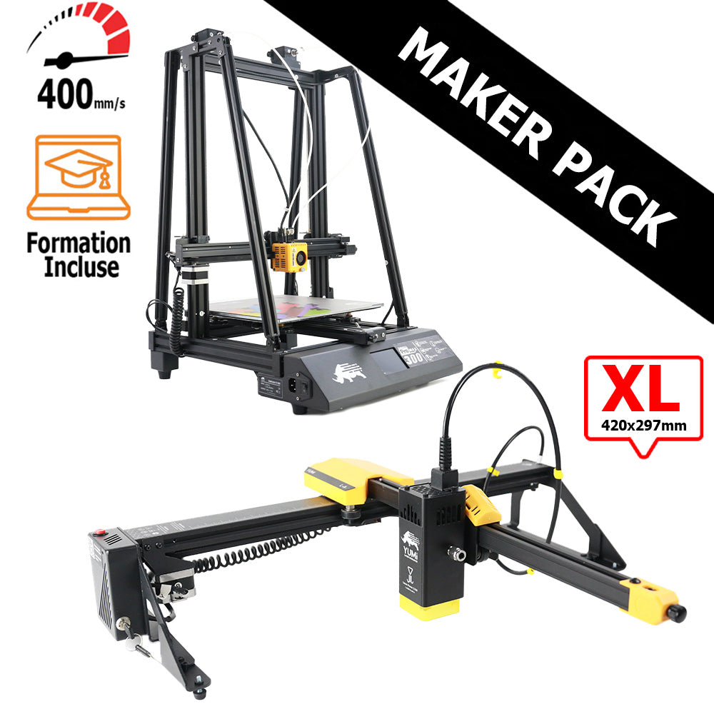 MAKER PACK D12 300 PRO MAX + Yumi Laser L-A4 (ou L-A3) DUAL (BOWDEN) L-A3 (420x297mm)