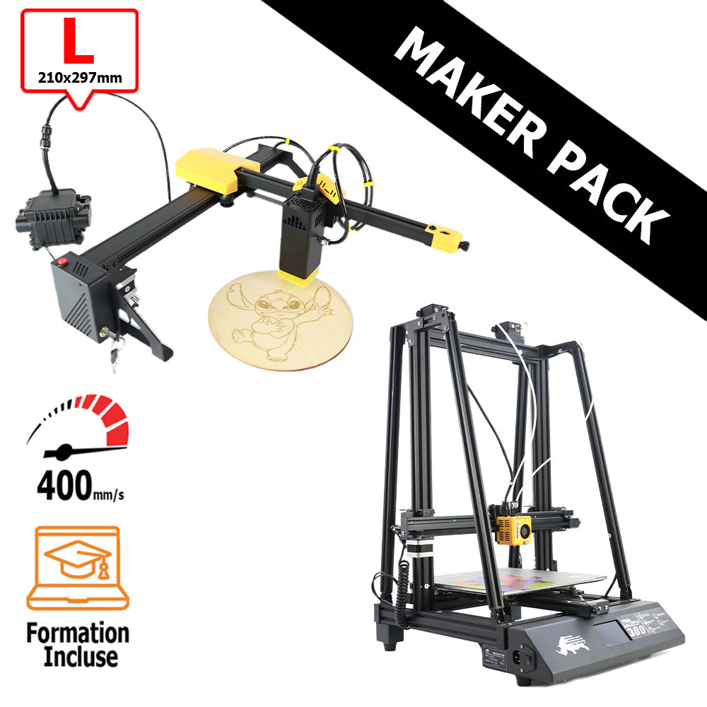 MAKER PACK D12 300 PRO MAX + Yumi Laser L-A4 (ou L-A3) DUAL (BOWDEN) L-A4 (210x297mm)