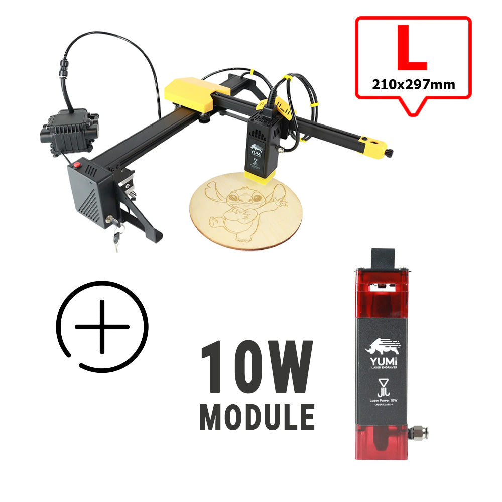 YUMI L-A4 Laser pour gravure et découpe L-A4 ( 210x297mm) 10 Watts +2.5 Watts Aucun