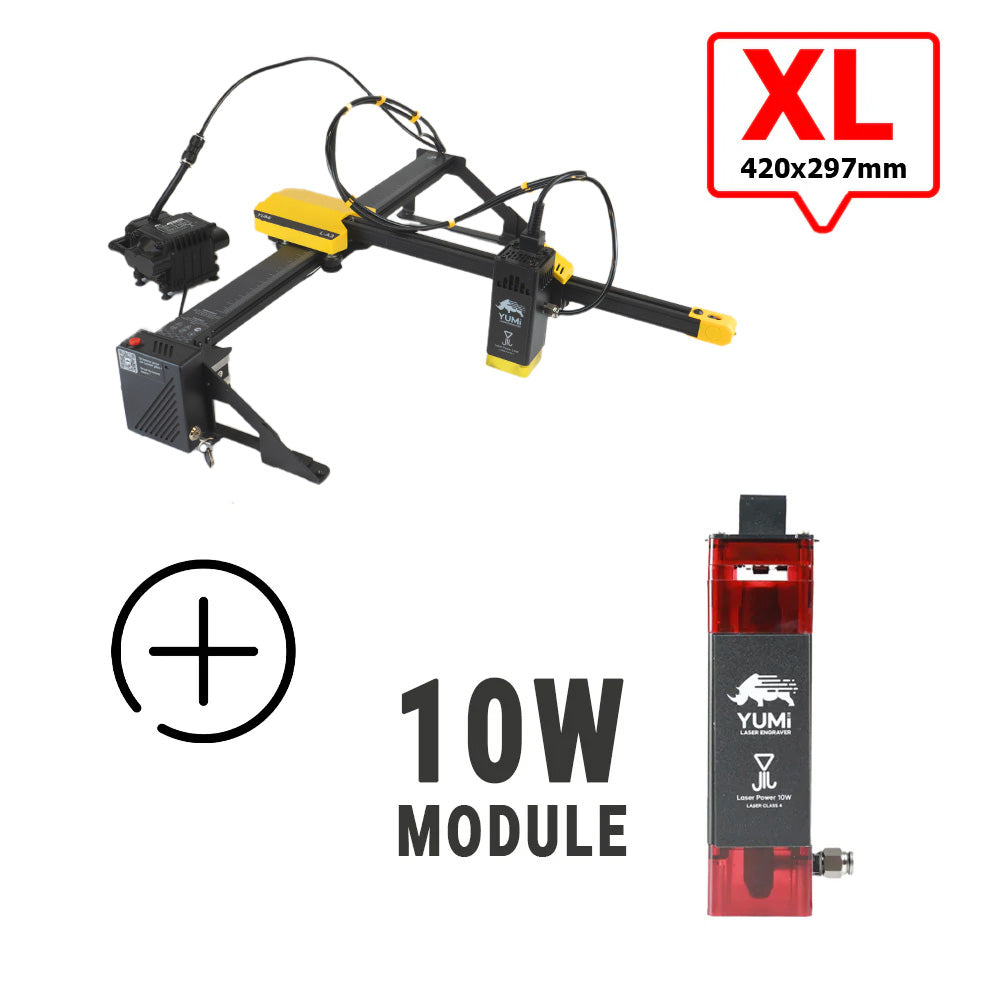 YUMI L-A4 Laser pour gravure et découpe L-A3 (420x297mm) 10 Watts +2.5 Watts Aucun