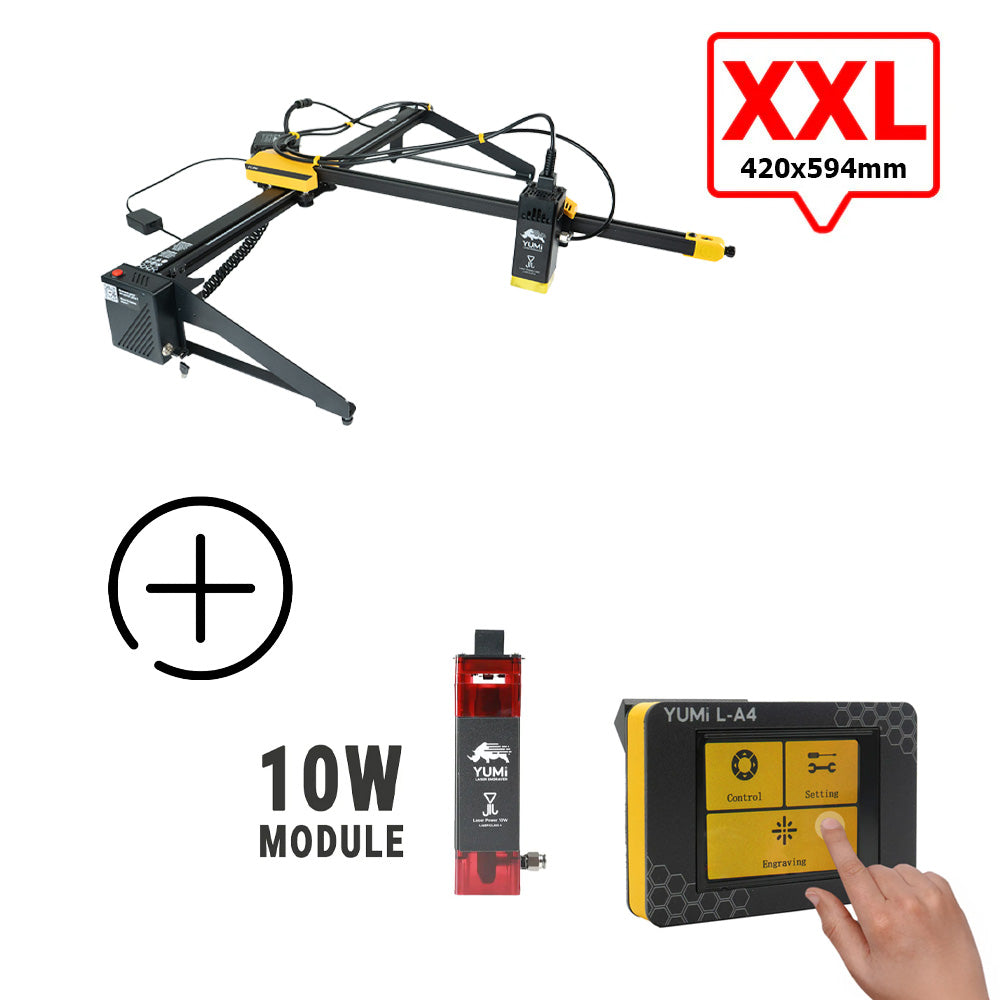 YUMI L-A4 Laser pour gravure et découpe L-A2 (420x594mm) 10 Watts +2.5 Watts Écran Tactile