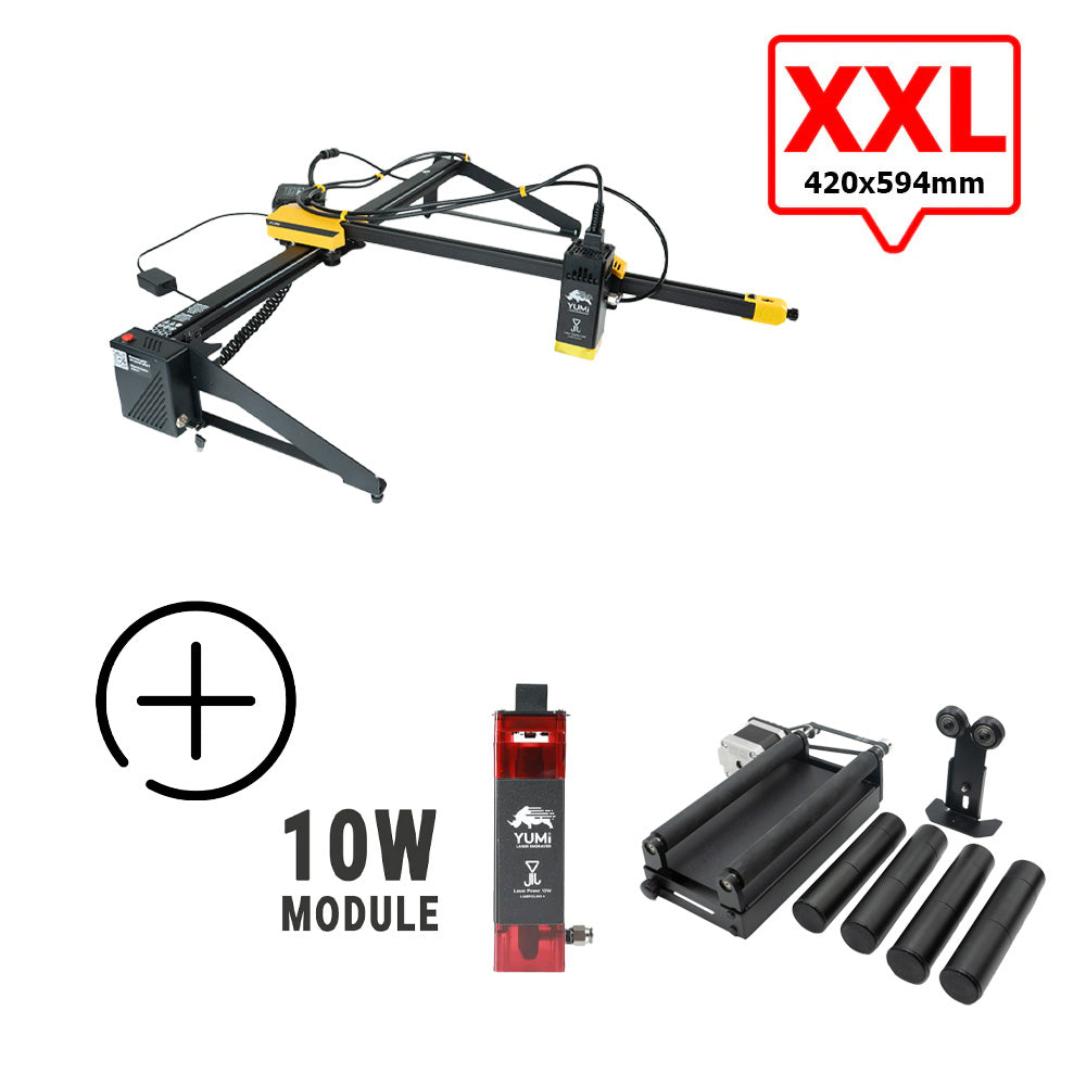 YUMI L-A4 Laser pour gravure et découpe L-A2 (420x594mm) 10 Watts +2.5 Watts Module de Rotation