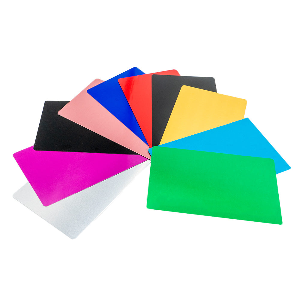 Cartes de Visite en Aluminium pour gravure (Différentes couleurs aux choix)