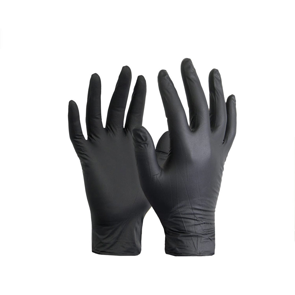Lot de 100 gants en nitrile noirs extra résistants