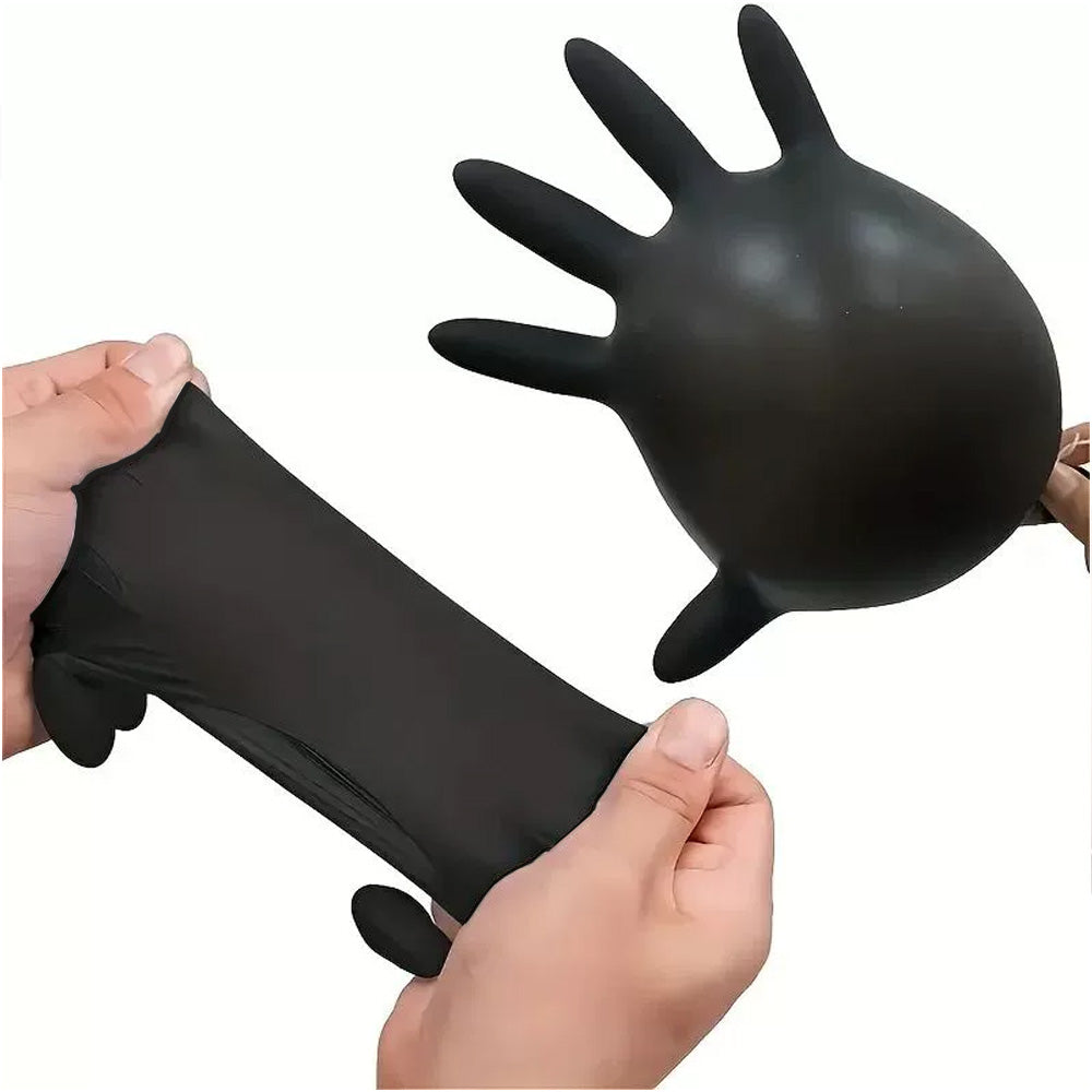 Lot de 100 gants en nitrile noirs extra résistants