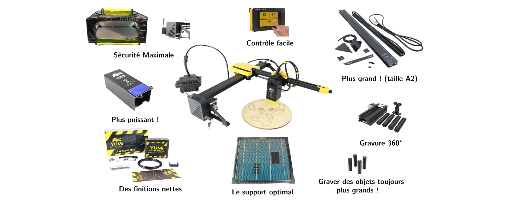 Découvrez le Laser YUMI LA4 et sa gamme accessoires et d'upgrades