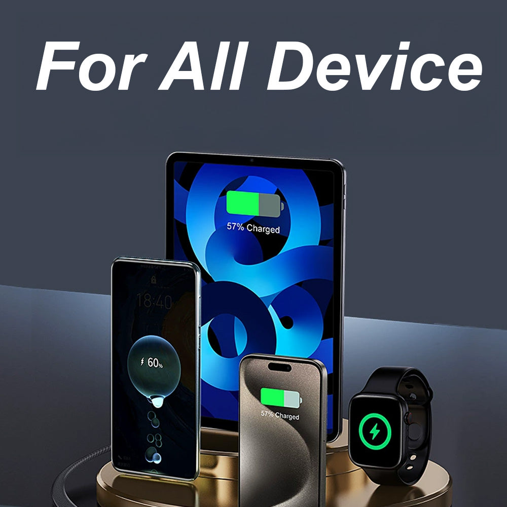 4-en-1 Câble USB Type-C/Type-A vers Lightning et USB-C - Charge Rapide 65W et 27W