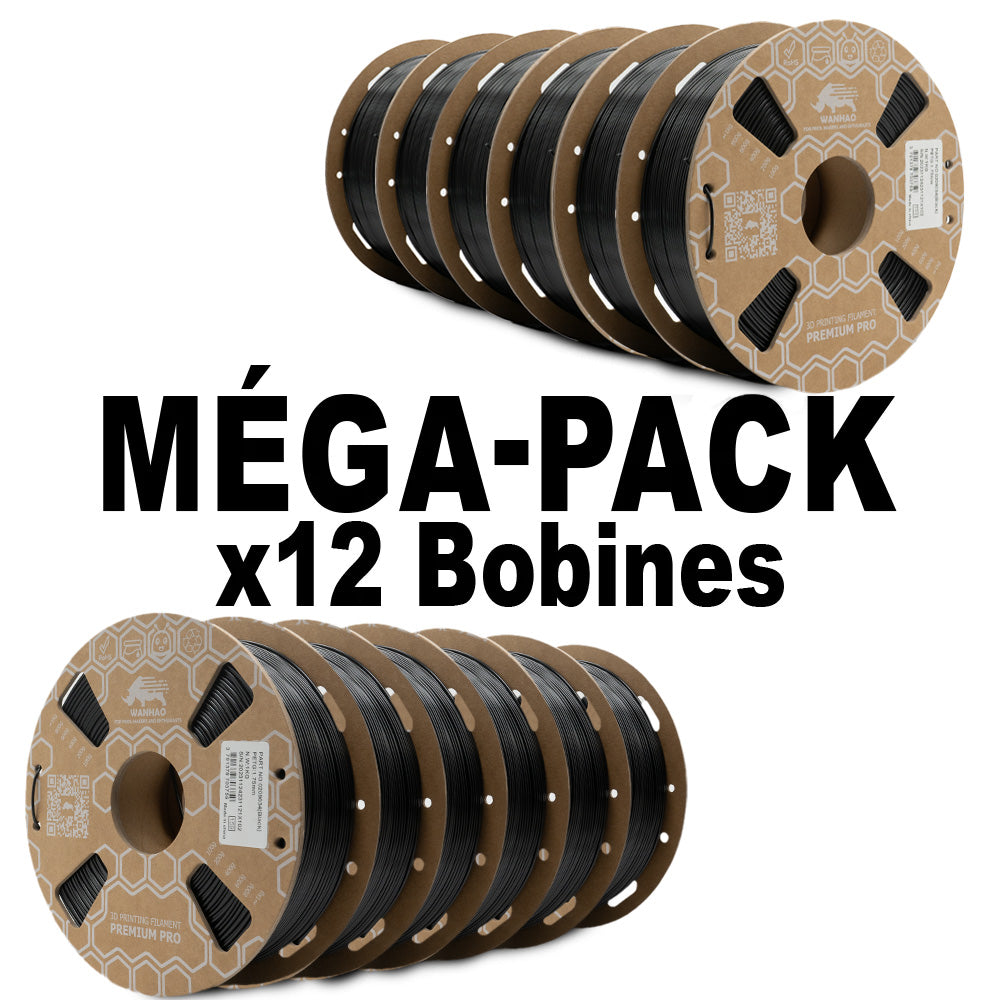 MEGA PACK - PETG NOIR PREMIUM WANHAO 1Kg x 12