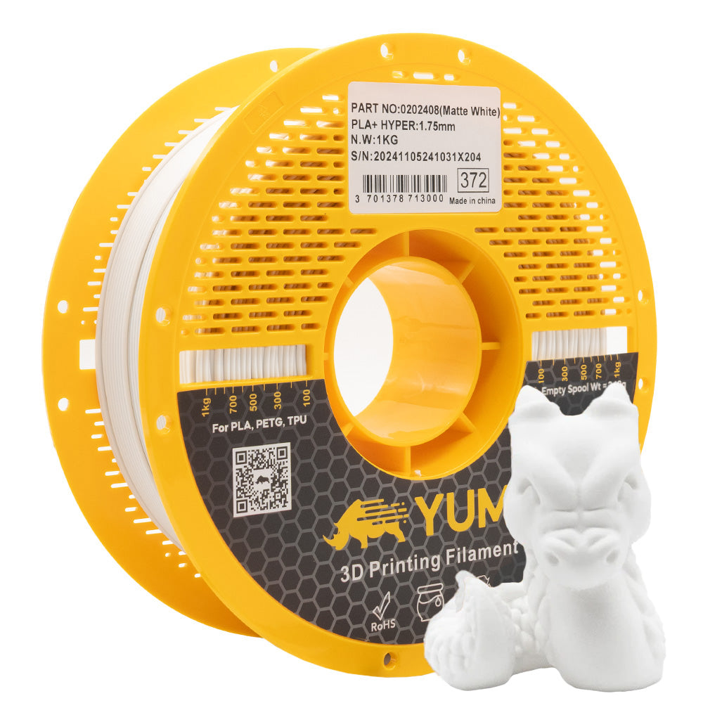 PLA HYPER YUMI BLANC NEIGE certifié FDA Blanc 1kg PLA HYPER MATTE BLANC Bobine Plastique (AMS-ROLL) Classique