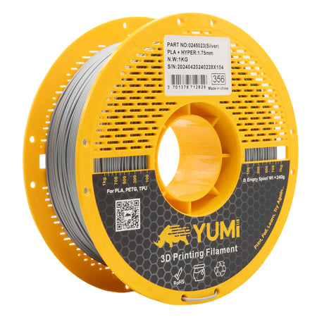 PLA HYPER YUMI GRIS ARGENT 1Kg / 2Kg Gris 1kg Plastique (AMS-Roll)