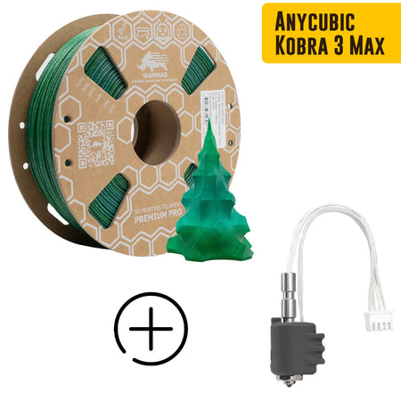 PLA HYPER YUMI Arc-en-Ciel VERT SAPIN DE NOEL Pailleté 1Kg Bobine + Hotend 0.6mm pour Kobra 3 Max 1kg Arc-en-Ciel