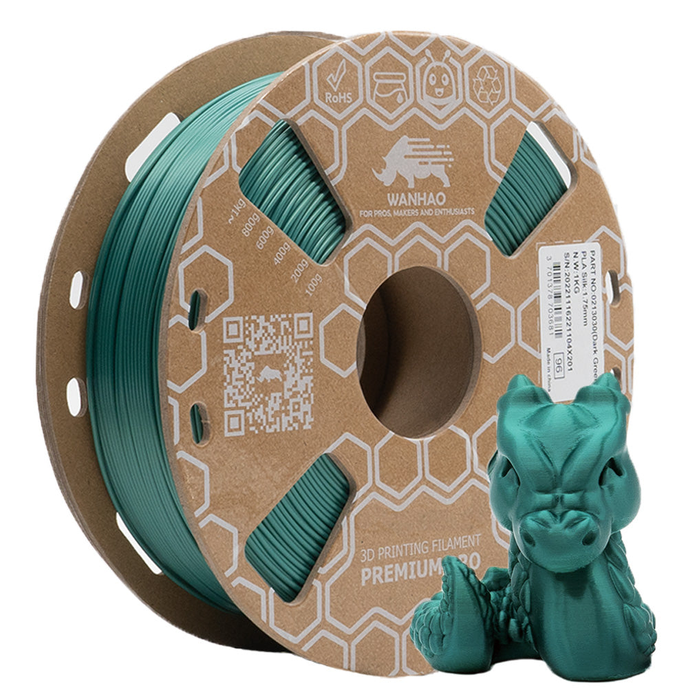 Filament PLA Premium Silk VERT FONCE - 1kg / 1.75mm Vert PLA 1kg