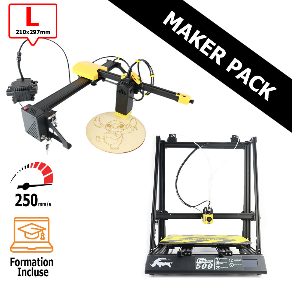MAKER PACK D12 500 PRO MAX + Yumi Laser L-A4 (ou L-A3) DUAL (BOWDEN) L-A4 (210x297mm)