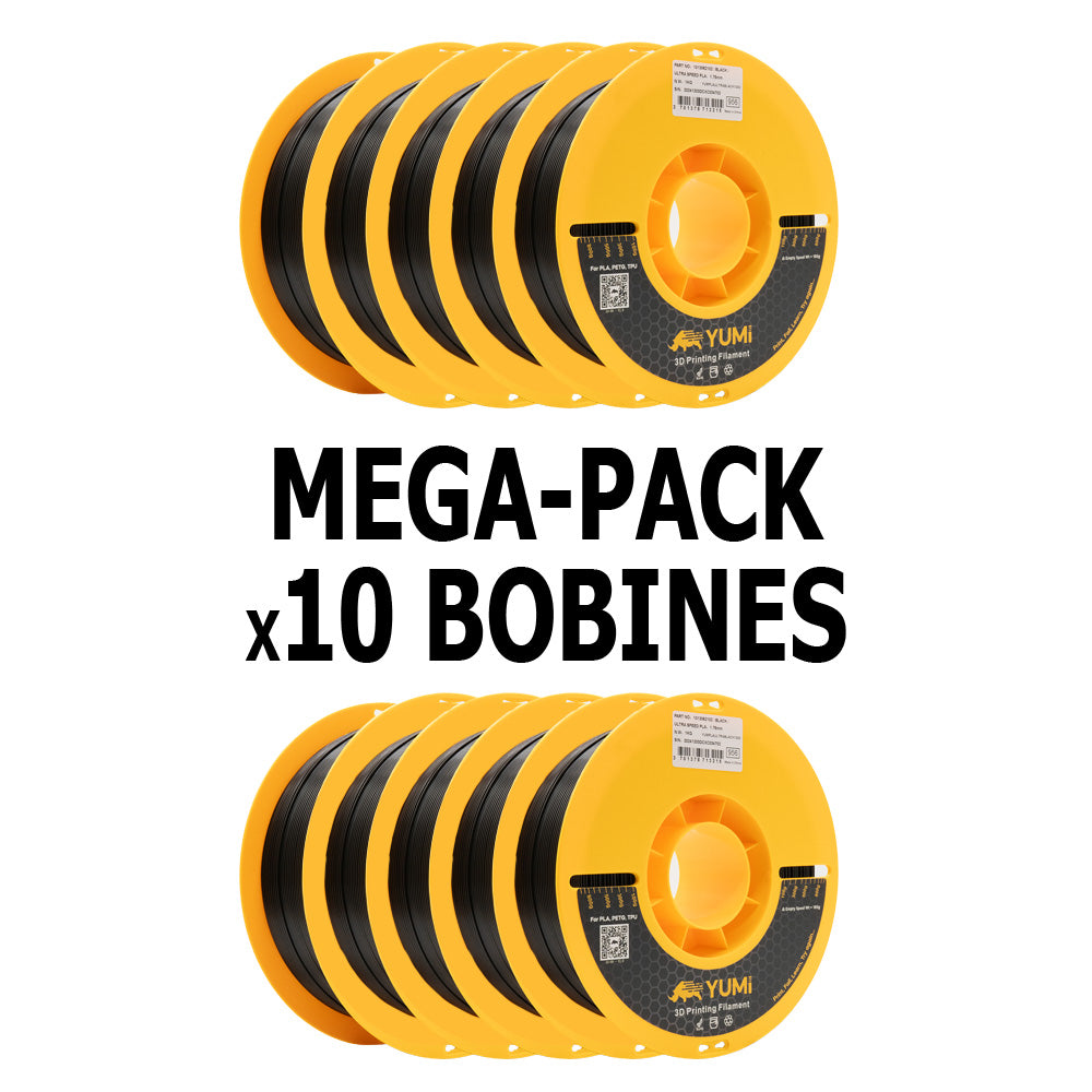 MEGA PACK - PLA+ Ultra Speed YUMI Schwarz 1 Kg x10