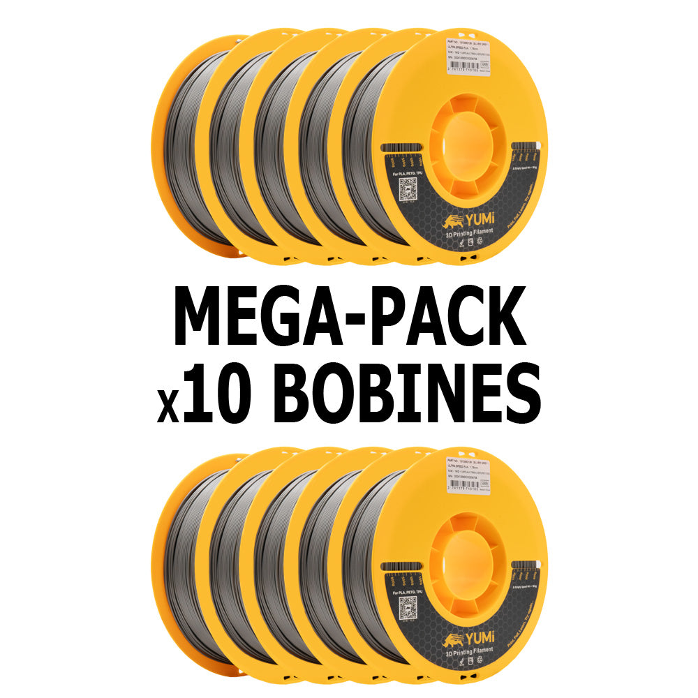 MEGA PACK - PLA+ Ultra Speed YUMI Grau Silber 1 Kg x10