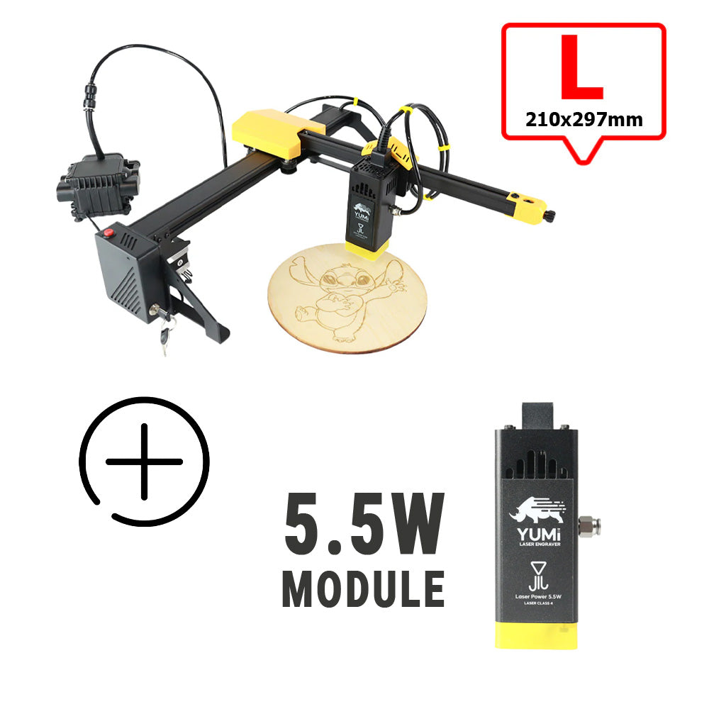 YUMI L-A4 Laser pour gravure et découpe L-A4 ( 210x297mm) 5.5 Watts +2.5 Watts Aucun