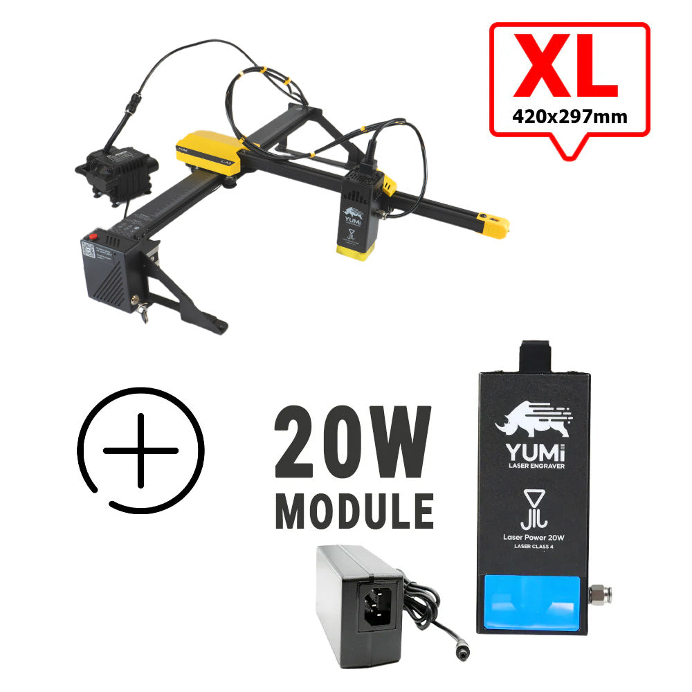 YUMI L-A4 Laser pour gravure et découpe L-A3 (420x297mm) 20 Watts +2.5 Watts Aucun