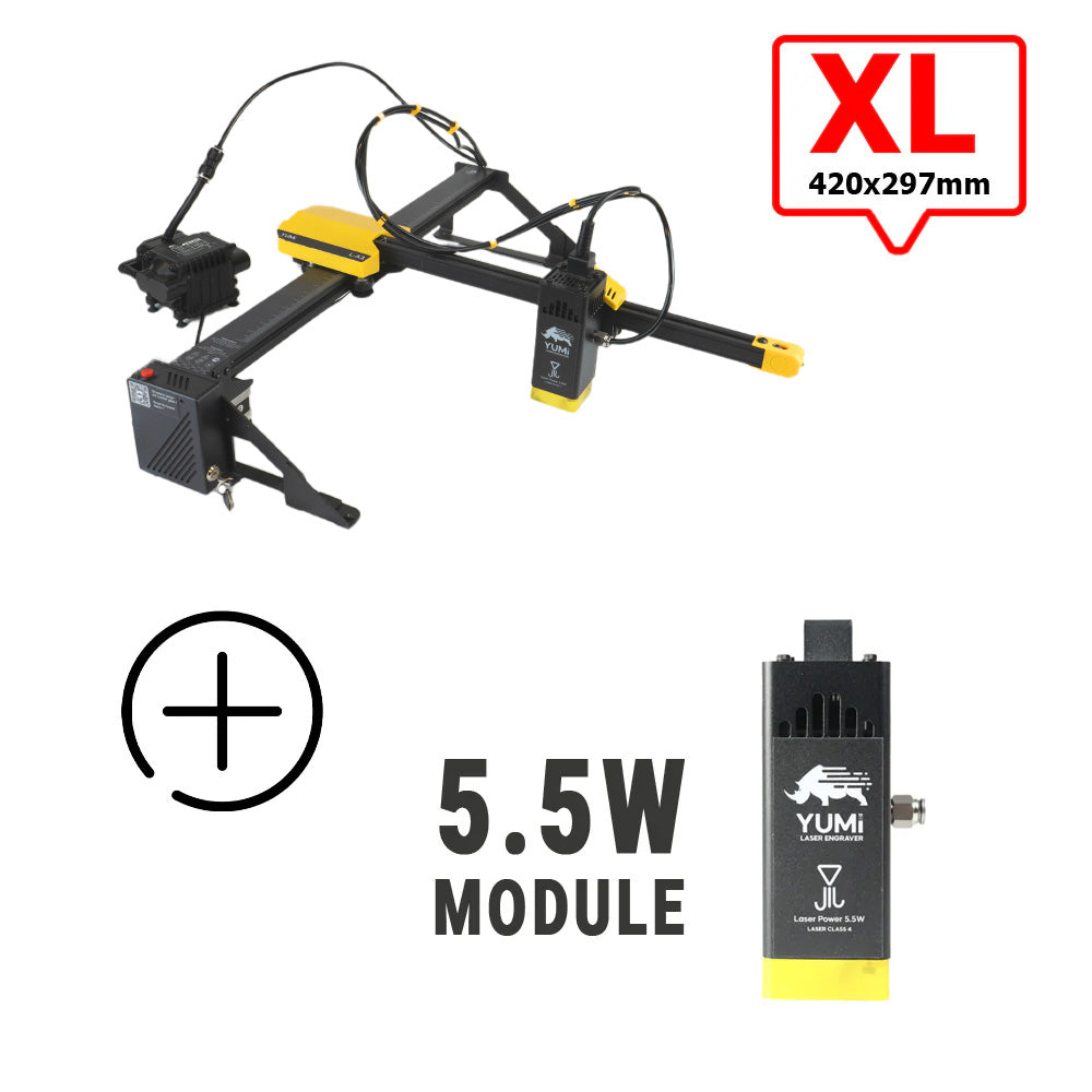 YUMI L-A4 Laser pour gravure et découpe L-A3 (420x297mm) 5.5 Watts +2.5 Watts Aucun