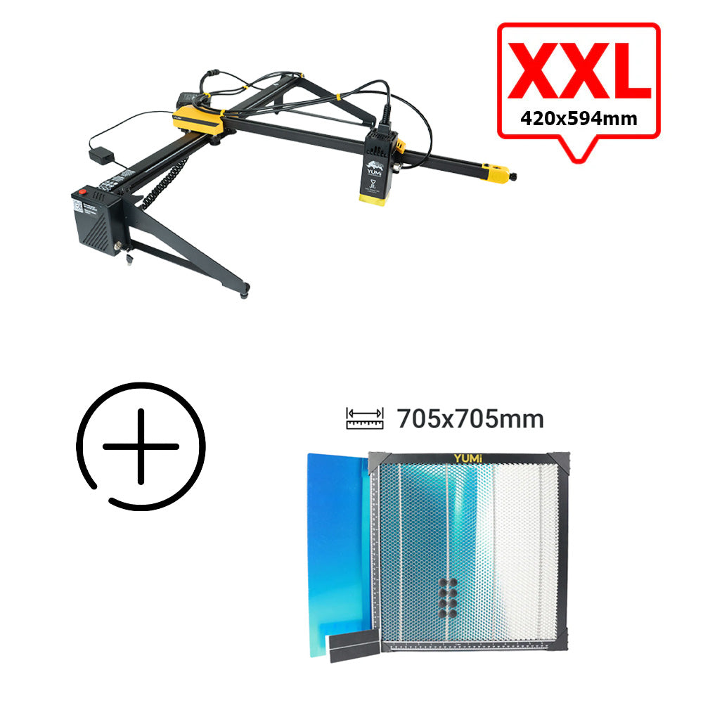 YUMI L-A4 Laser pour gravure et découpe L-A2 (420x594mm) 2.5 Watts Plateau de Travail (Honey Comb)