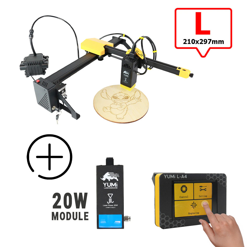 YUMI L-A4 Laser pour gravure et découpe L-A4 ( 210x297mm) 20 Watts +2.5 Watts Écran Tactile