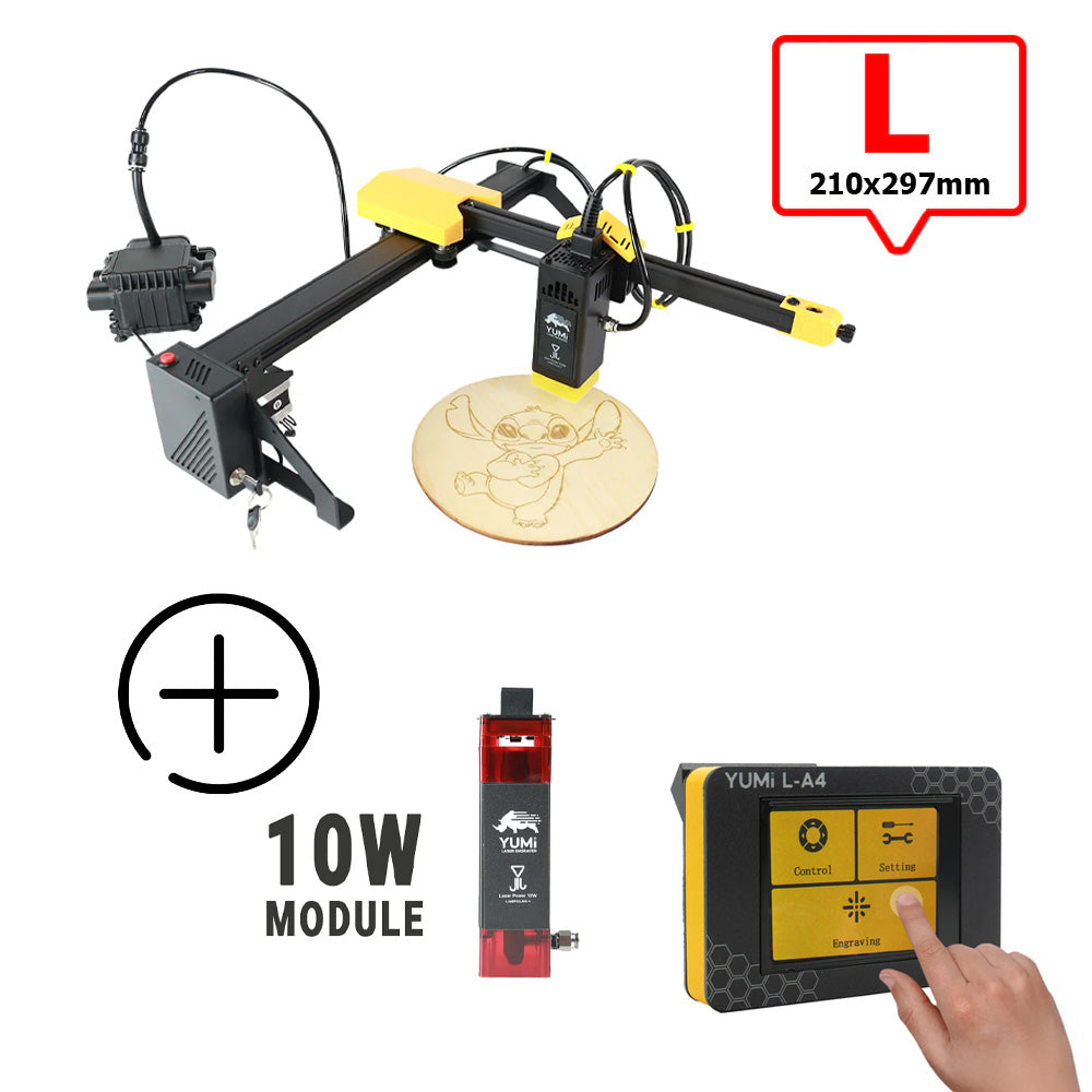 YUMI L-A4 Laser pour gravure et découpe L-A4 ( 210x297mm) 10 Watts +2.5 Watts Écran Tactile