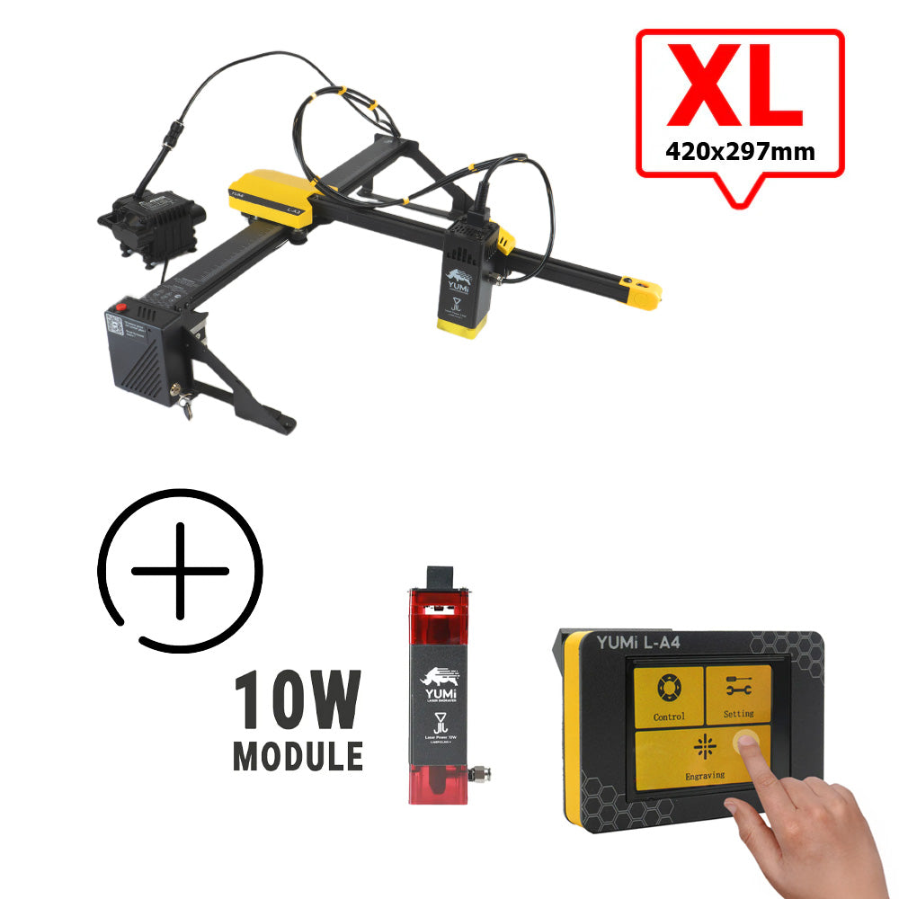 YUMI L-A4 Laser pour gravure et découpe L-A3 (420x297mm) 10 Watts +2.5 Watts Écran Tactile