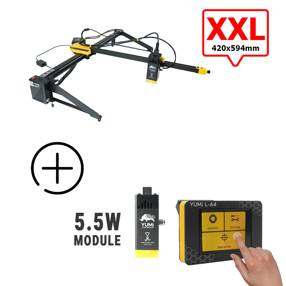 YUMI L-A4 Laser pour gravure et découpe L-A2 (420x594mm) 5.5 Watts +2.5 Watts Écran Tactile