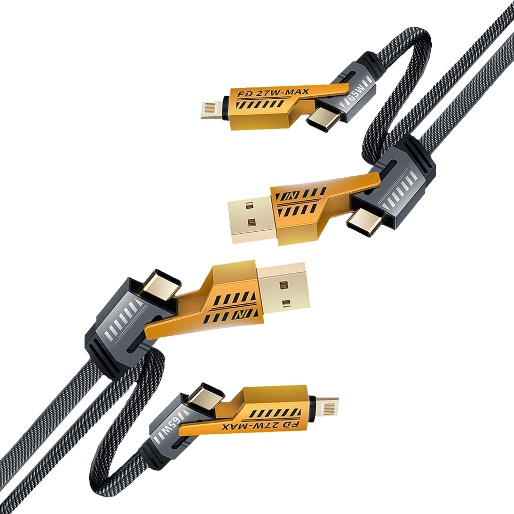 4-en-1 Câble USB Type-C/Type-A vers Lightning et USB-C - Charge Rapide 65W et 27W